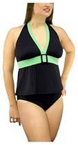 It Figures Womens Plus Mod Squad Halter Tankini Suit