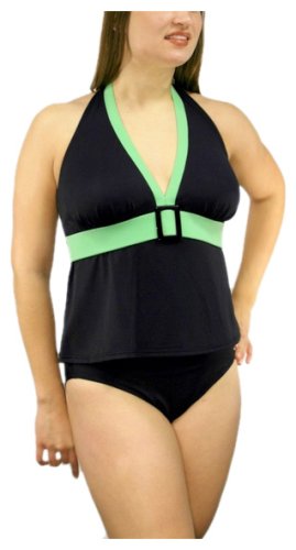It Figures Women's Plus Mod Squad Halter Tankini Suit