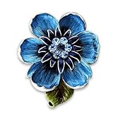 Antique Silver White Metal with Multi-Color Swarovski Crystal Brooch, Weight: 32.00gm - Flower
