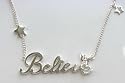 Disney Couture Silver Plated " BELIEVE " Tinkerbell Necklace ! * 08 Kidada Jones Newest Collection * * We Do NOT Ship To Australia And Japan *