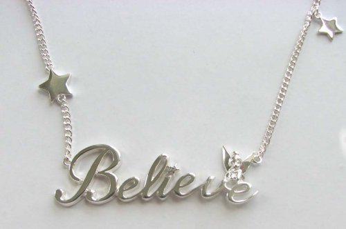 Click here to buy Disney Couture Silver Plated BELIEVE Tinkerbell Necklace ! 08 Kidada Jones Newest Collection We... by Disney Couture.