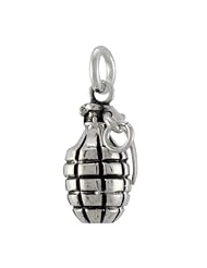 WithLoveSilver Solid 925 Sterling Silver Charm Hand Grenade Pendant