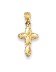 14k Yellow Gold D/C Passion Cross Charm. Metal Wt- 0.52g