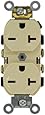 Leviton 5822-I 20-Amp, 250-Volt, Narrow Body Duplex Receptacle, Straight Blade, Commercial Grade, Self Grounding, Ivory