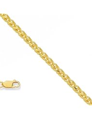 14k Solid Yellow Gold 1 mm (3/64 Inch) Wheat Chain Necklace 18" w/ Lobster Claw Clasp