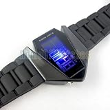 On Sale 6sense Unique Special Design Black Rubber Band Stainless Steel LED Dial Blue Light Wrist Watch