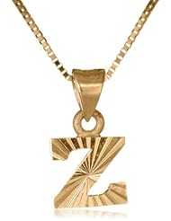 14k Yellow Gold Initial Pendant Necklace, 18"