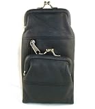 Genuine Leather Patchwork Cigarette Case with Twist Clasp & Lighter Holder
