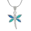 Sterling Silver with Blue Opal Dragonfly Necklace