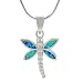 Sterling Silver with Blue Opal Dragonfly Necklace