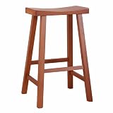 Carolina Cottage 24-Inch Saddle Seat Stool, Walnut