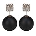 Eyourlife Fashion Womens Lady Earring Double Side Pearl Crystal Ear Studs Earrings Matte Black