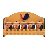 New Rooster Wooden Spice Rack With Jars