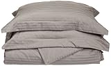 Echelon 800 Egyptian Stripe Full/Queen Duvet Cover Set, Pewter