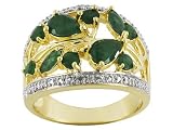1.30CTW EMERALD WITH DIAMOND ACCENT 18KT OVER STERLING SILVER RING