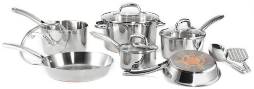 T-Fal Ultimate Stainless-Steel Copper-Bottom 12-Piece Cookware Set product image