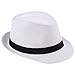 Bigood Women Fedora Trilby Beach Sun Pp Braid Straw Panama Hat (White Off)