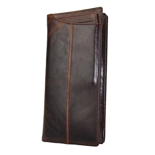 Le aokuu mens genuine leather bifold wallet organizer checkbook c…