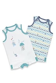 2 Pack Pure Cotton Sea Print All-in-One