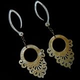 10 Gauge (2.5mm) Lace Organic Natural Mother of Pearl Dangle Earrings