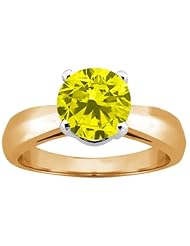 1.10 Ct Round Canary SI1/SI2 Diamond 18K Yellow Gold Ring