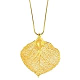 24k Gold Large Aspen Leaf Necklace- 18