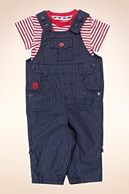 2 Piece Autograph Pure Cotton Striped Dungaree Outfit