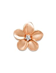 Plumeria Pendant with Diamond in 14K Rose Gold - 13mm
