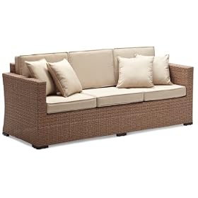 Strathwood Griffen All-Weather Wicker 3-Seater Sofa, Natural: Patio, Lawn &amp; Garden