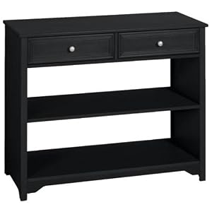 Oxford 36.5 Inch Black Two - Drawer and Open Shelf Console Table, TWO-DRAWER, BLACK