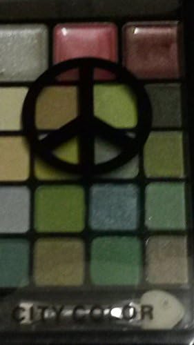 Green PALETTE 16 Eye Shadows &amp; 3 Lip Gloss Compact City Color PEACE SIGN by City Colors