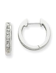 14k White Gold Diamond Hoop Huggie Earrings. Carat Wt- 0.18ct. Metal Wt- 2.78g