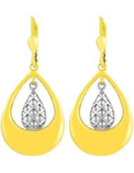 14 Karat Two-tone Gold Double Teardrop Filigree Dangle Earrings