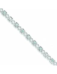 Genuine .925 Sterling Silver Blue Topaz & Diamond Bracelet 5.7 Grams . 100% Satisfaction Guaranteed.