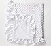 White Baby Blanket Keepsake White Minky Dots/White Ultra Plush Swirl with White Satin Ruffle for Special Occasions, Blessing Blanket, Christening Blanket, An Alexander Timothy Designer Baby Throw
