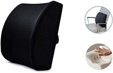 Memory Foam 3D Ventilative Mesh Lumbar Back Support Adjustable Cushion Pillow For Home Office Or Car Seat (Black)