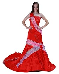 Beaded One Shoulder Sateen Prom Dress 