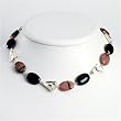 Sterling Silver Onyx/Rhondonite Necklace - 18 Inch