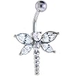 Crystalline Winged Dragonfly Belly Ring