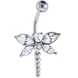 Crystalline WINGED DRAGONFLY Belly Ring