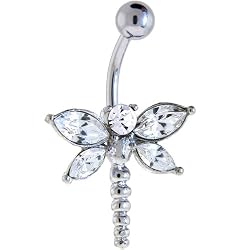 Crystalline Winged Dragonfly Belly Ring