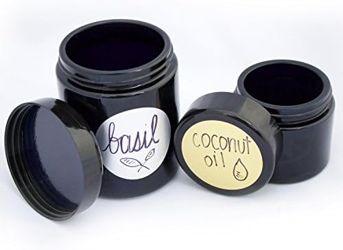 Airtight Miron Glass 2x Jar Set, Ultraviolet 8.5oz (250ml) Jar, UV 3.4oz (100ml) Jar - Sharpie &amp; Labels for Sealed, Air Tight, Smell Proof Storage of your Spices, Herbs, Stash, Tea, Coffee, + more
