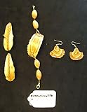 Polymer Clay Custom Jewelry Beige, Brown and Antique Gold Bracelet, Earrings and 2 Hair Baretts Set