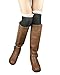 Spring Fever Crochet Lace Trim Cotton Knit Leg Warmers Boot Socks, Black &Dark Grey