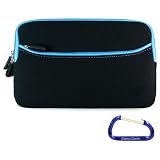 Gizmo Dorks Zipper Sleeve Case (Black with Blue Trim) with Carabiner Key Chain for the Amazon Kindle 3 (Latest Generation, 6" Display)
