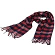 NEW SOFTER THAN CASHMERE MULT-COLORED SQUARE BOX PLAID STRIPED LONG FRINGE SCARF SHAWL WRAP 72X12 PURPLE