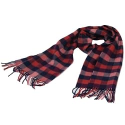 NEW SOFTER THAN CASHMERE MULT-COLORED SQUARE BOX PLAID STRIPED LONG FRINGE SCARF SHAWL WRAP 72X12 PURPLE