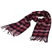 NEW SOFTER THAN CASHMERE MULT-COLORED SQUARE BOX PLAID STRIPED LONG FRINGE SCARF SHAWL WRAP 72X12 PURPLE