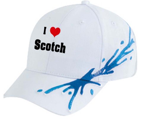 I Love/Heart Scotch White Splash Hat / Baseball Cap