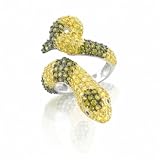 Halloween Jewelry Bling Jewelry Sterling Silver pave CZ Yellow Citrine Color Snake Fashion Ring